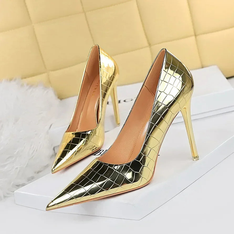 Luxury Croc-Embossed Stiletto Heels