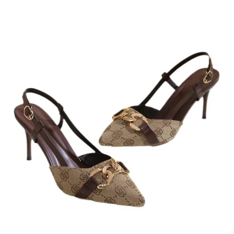 Luxury Monogram Slingback Kitten Heals
