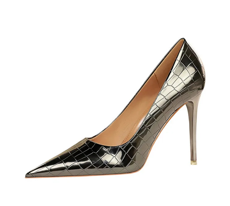 Luxury Croc-Embossed Stiletto Heels