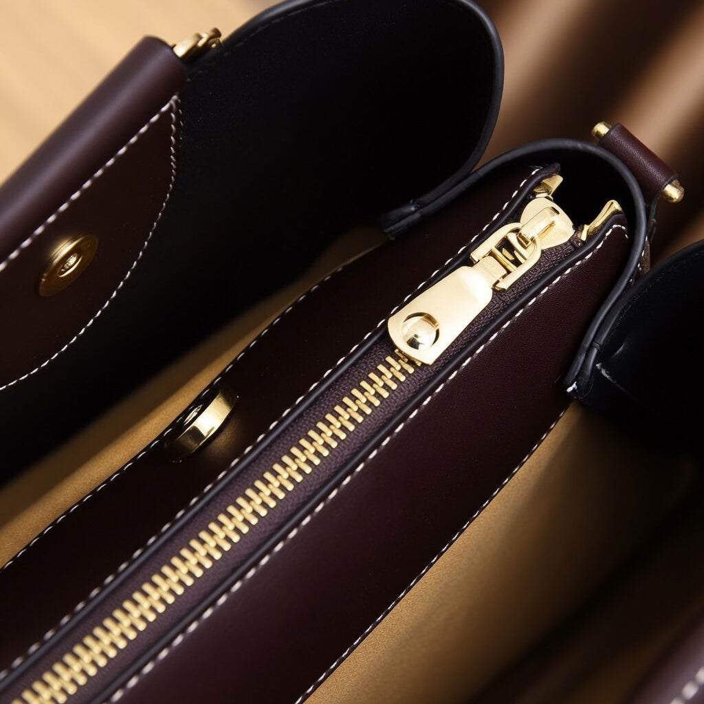 Monogram Satchel – Elegant Top-Handle Bag with Leaf Charm