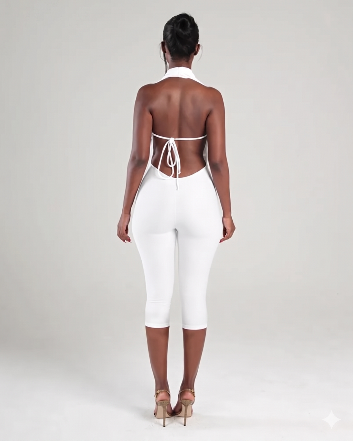 Deep-V Halter Capri Jumpsuit
