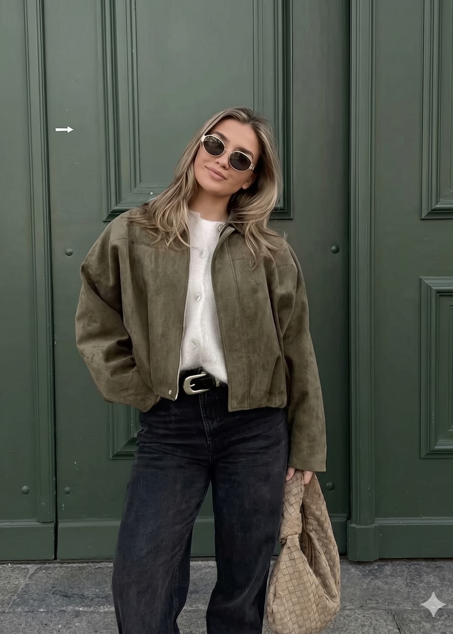 Oversized Suede Bomber Jacket