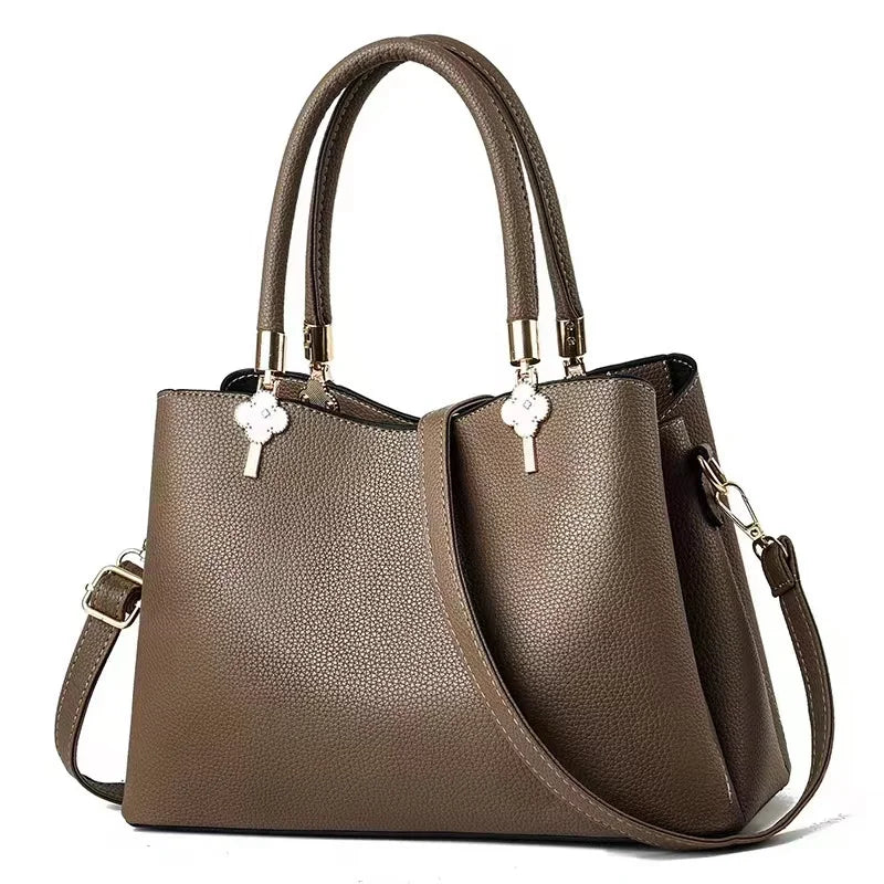 Textured Leather Top-Handle Tote