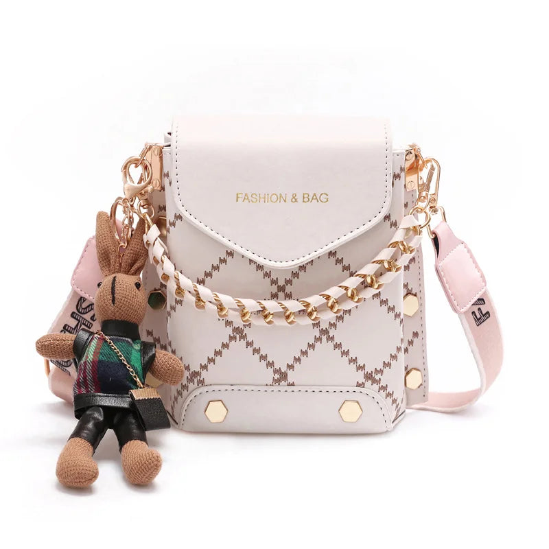 Studded Mini Crossbody – Chic Box Bag with Bunny Charm