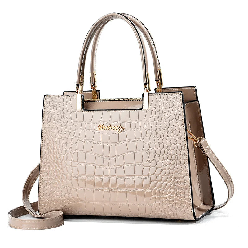 Croc-Embossed Patent Leather Tote