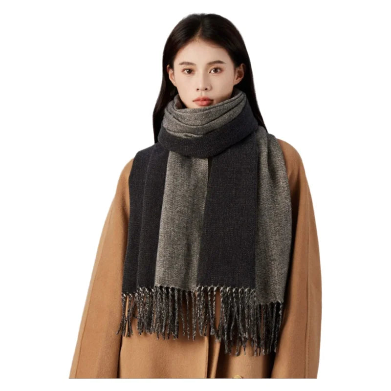 Luxury Two-Tone Winter Scarf