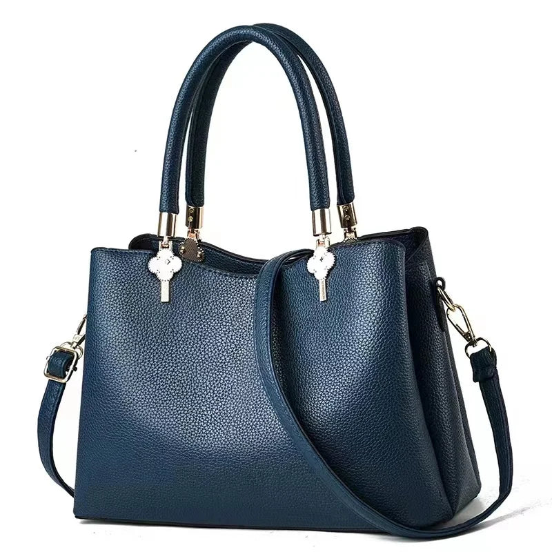 Textured Leather Top-Handle Tote