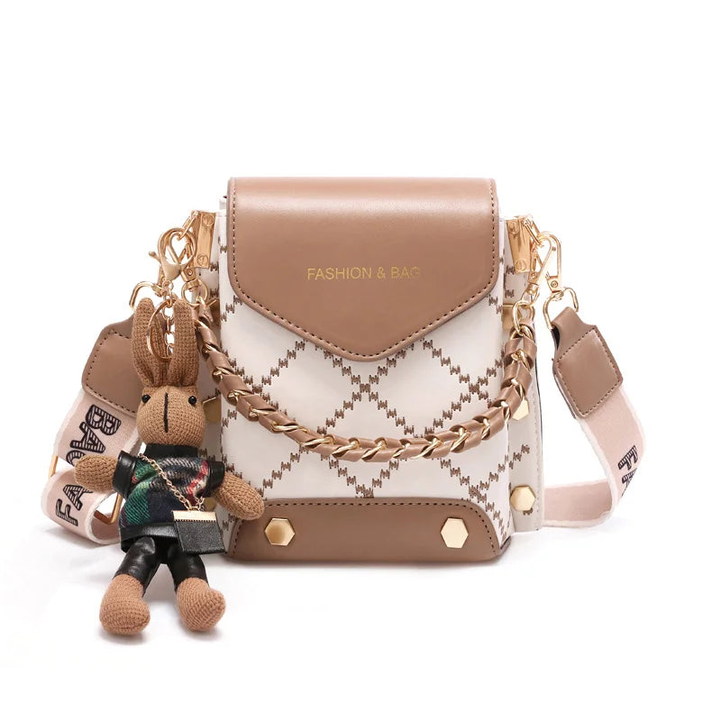 Studded Mini Crossbody – Chic Box Bag with Bunny Charm