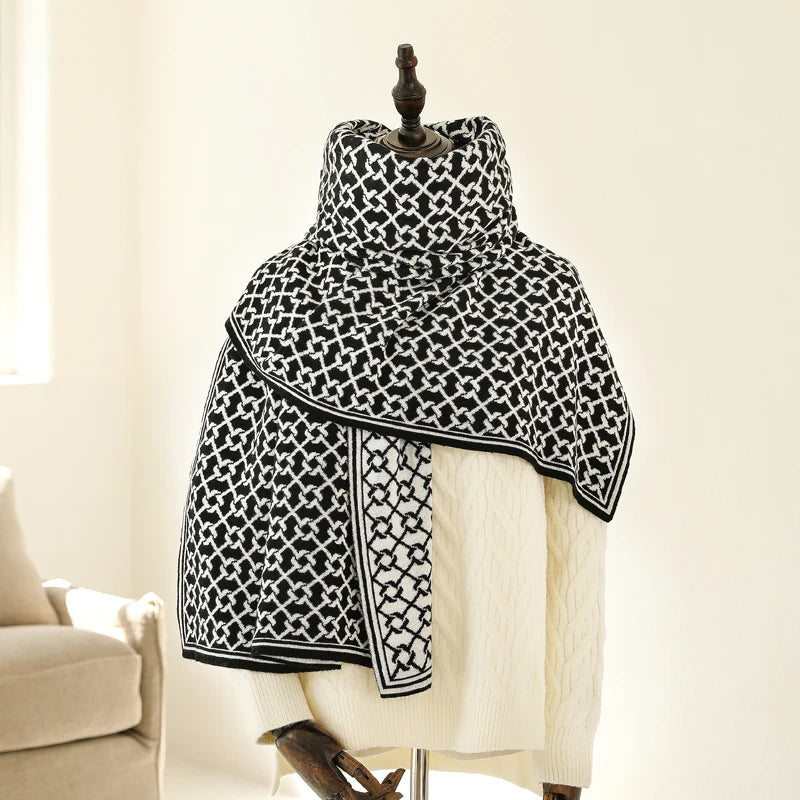 Elegant Geometric Knit Scarf
