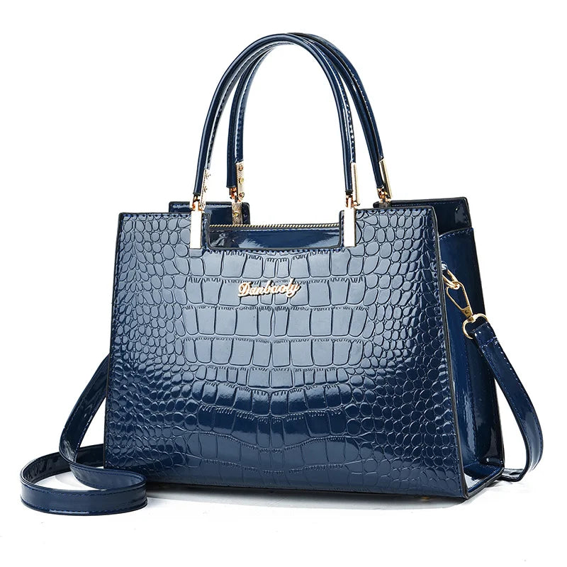 Croc-Embossed Patent Leather Tote