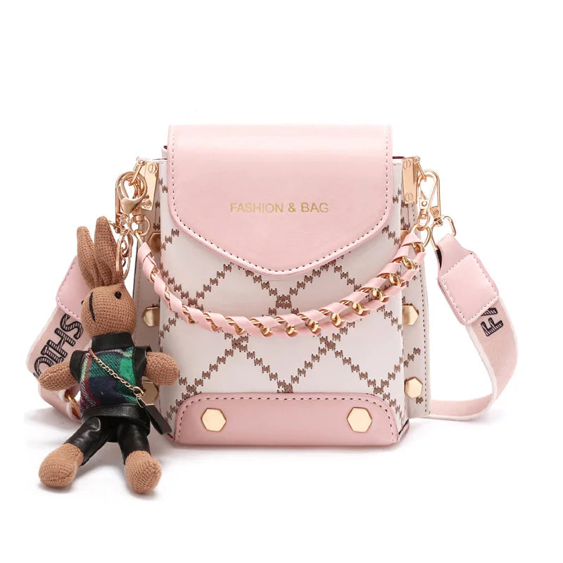 Studded Mini Crossbody – Chic Box Bag with Bunny Charm