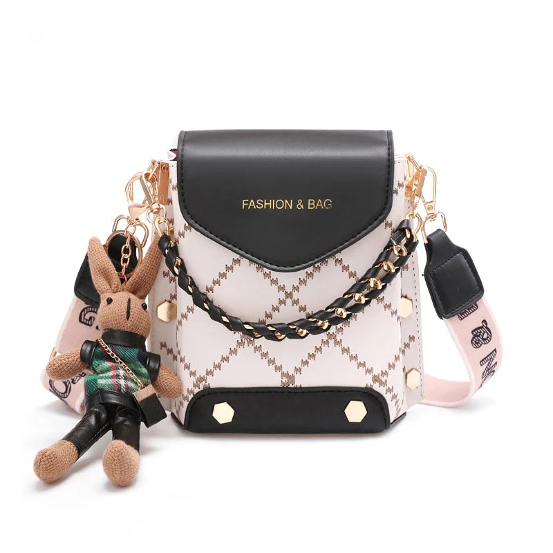 Studded Mini Crossbody – Chic Box Bag with Bunny Charm