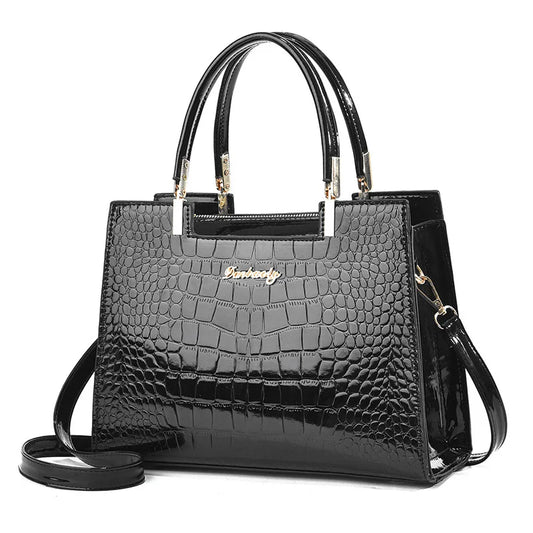 Croc-Embossed Patent Leather Tote