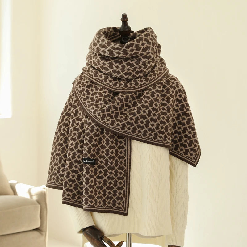 Elegant Geometric Knit Scarf