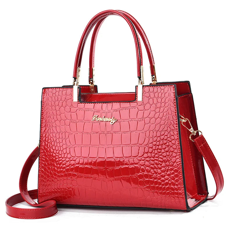 Croc-Embossed Patent Leather Tote