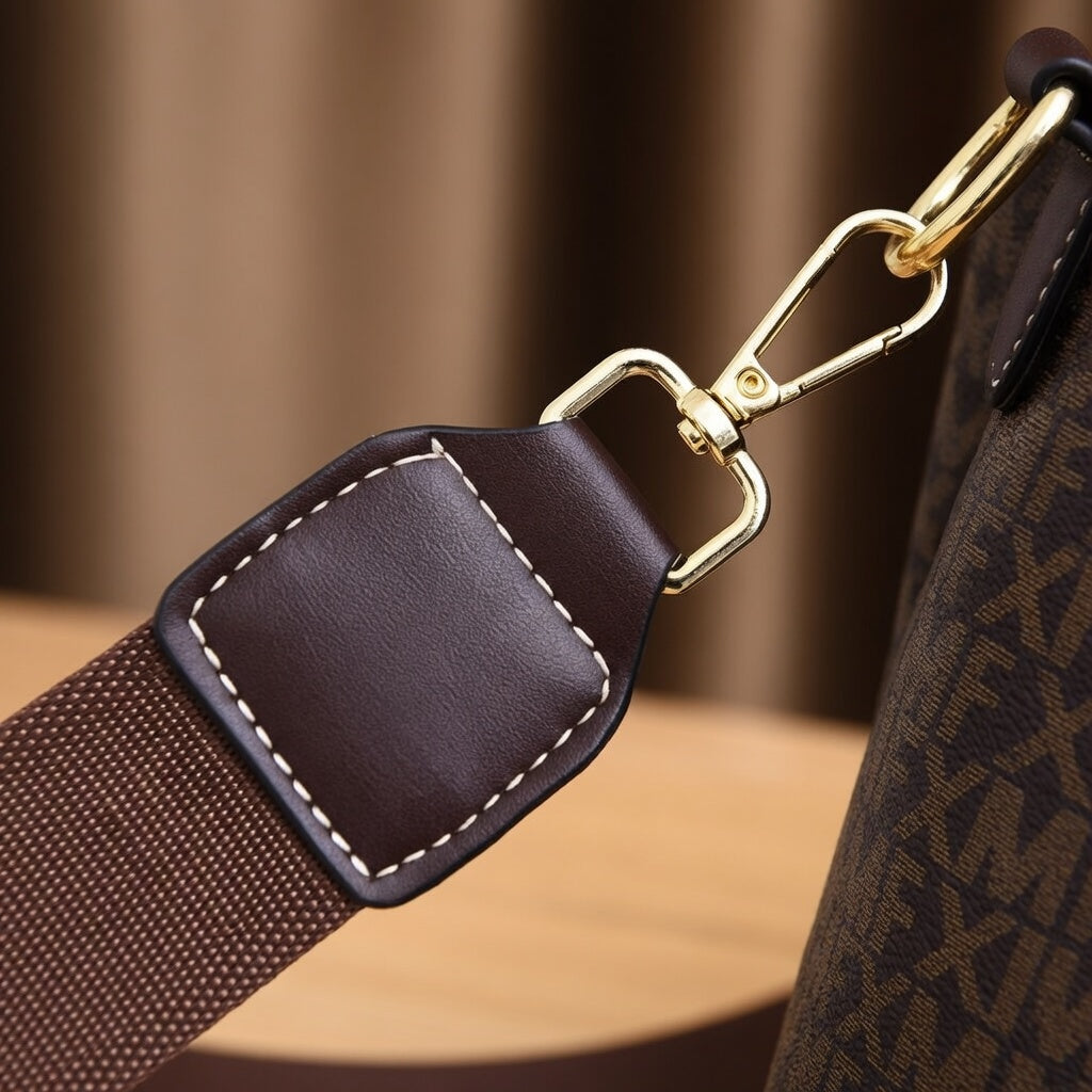 Monogram Satchel – Elegant Top-Handle Bag with Leaf Charm