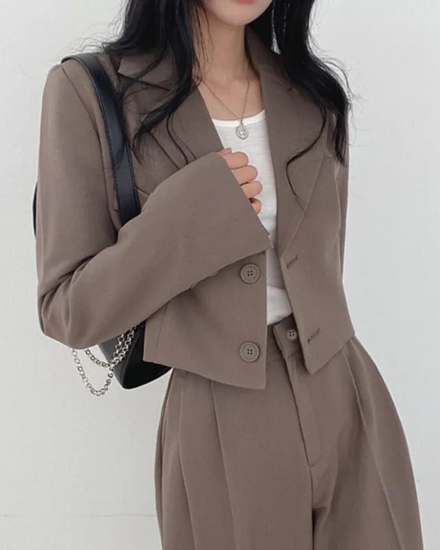 Chic Cropped Blazer & High-Waisted Trouser Set