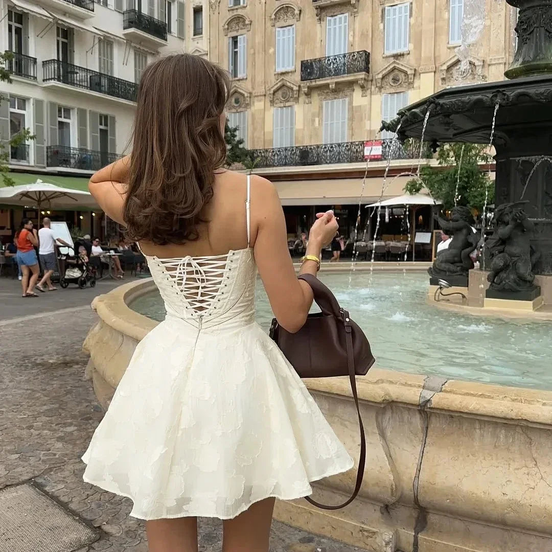 Vintage Rose Jacquard Camisole Mini Dress