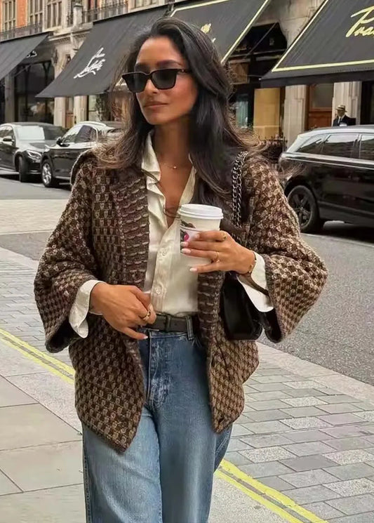 Textured Knit Oversized Blazer