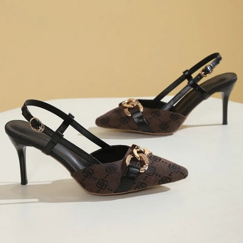 Luxury Monogram Slingback Kitten Heals