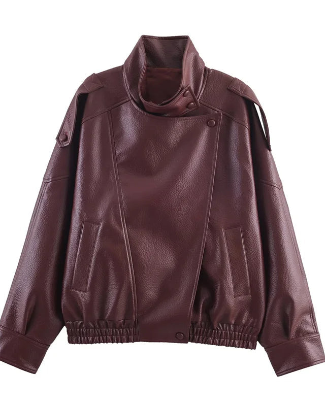 Urban Chic Cropped Faux Leather Bomber
