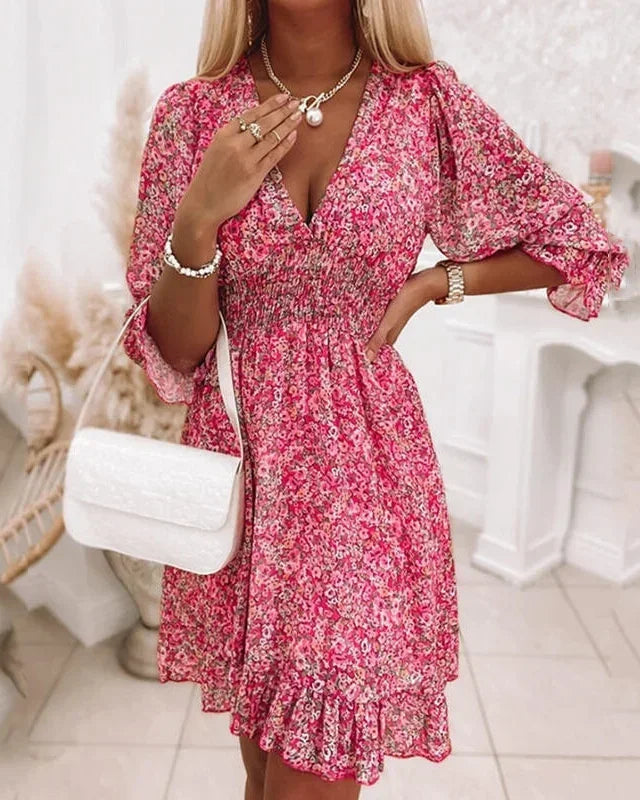 Ditsy Floral Smocked Mini Dress