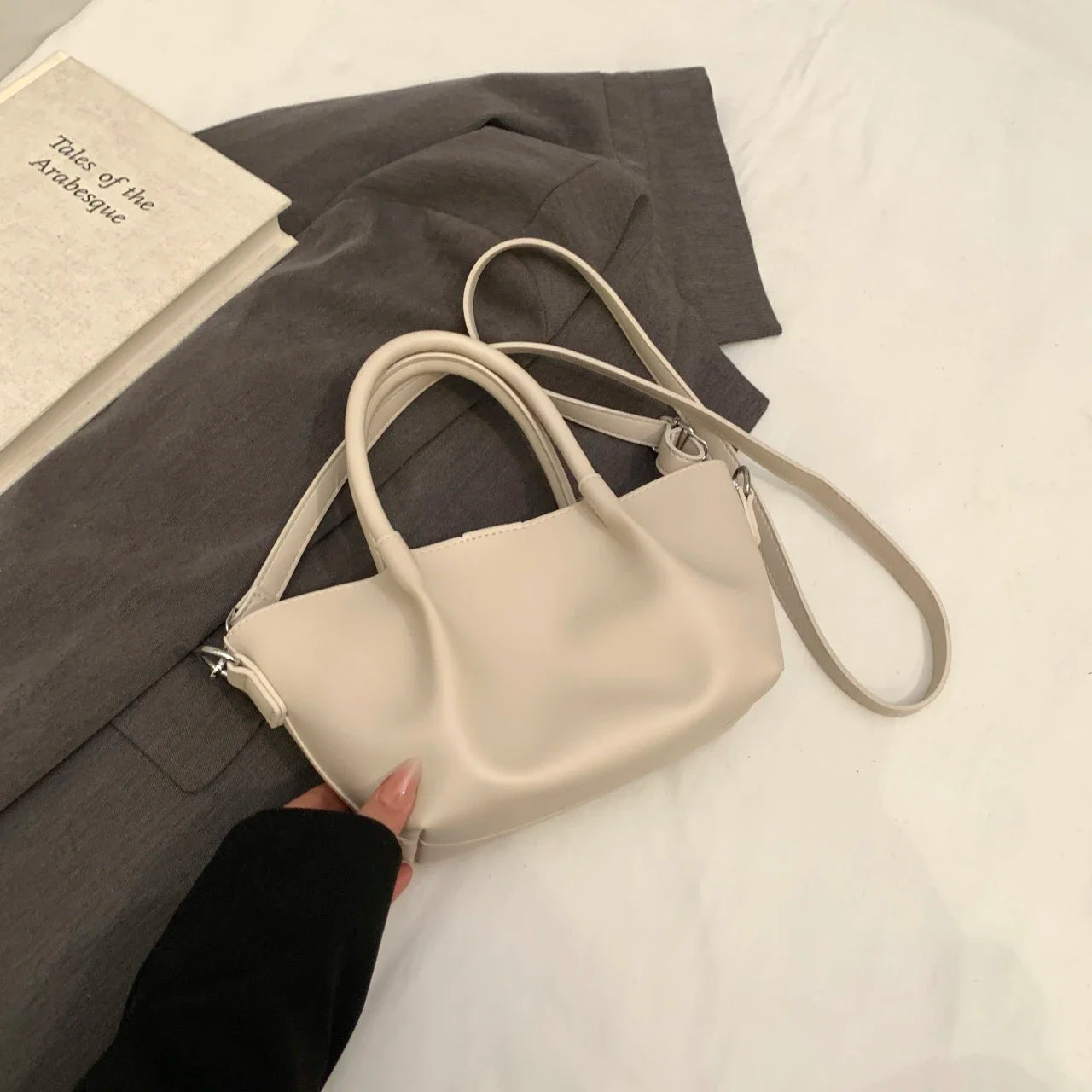 Minimalist Belted Vegan Leather Tote – Chic Top-Handle Mini Bag