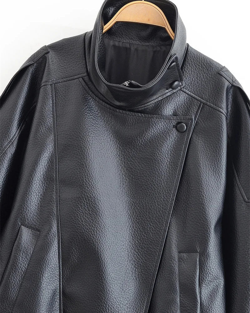 Urban Chic Cropped Faux Leather Bomber