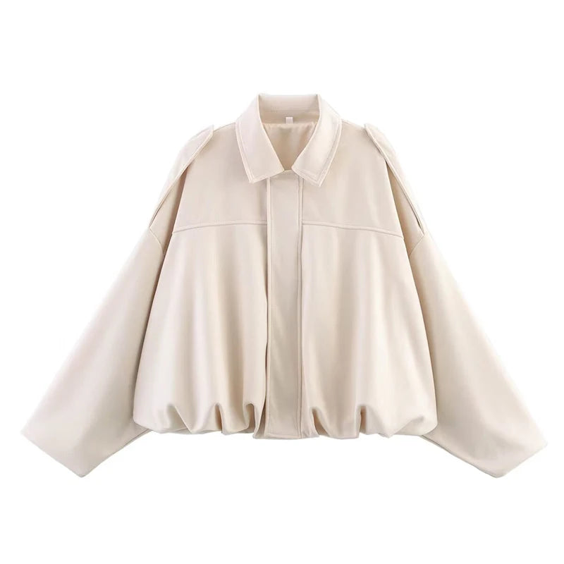 Oversized Suede Bomber Jacket