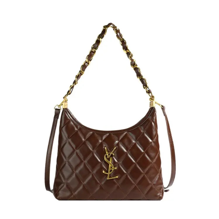 Quilted Hobo Bag with Gold Chain