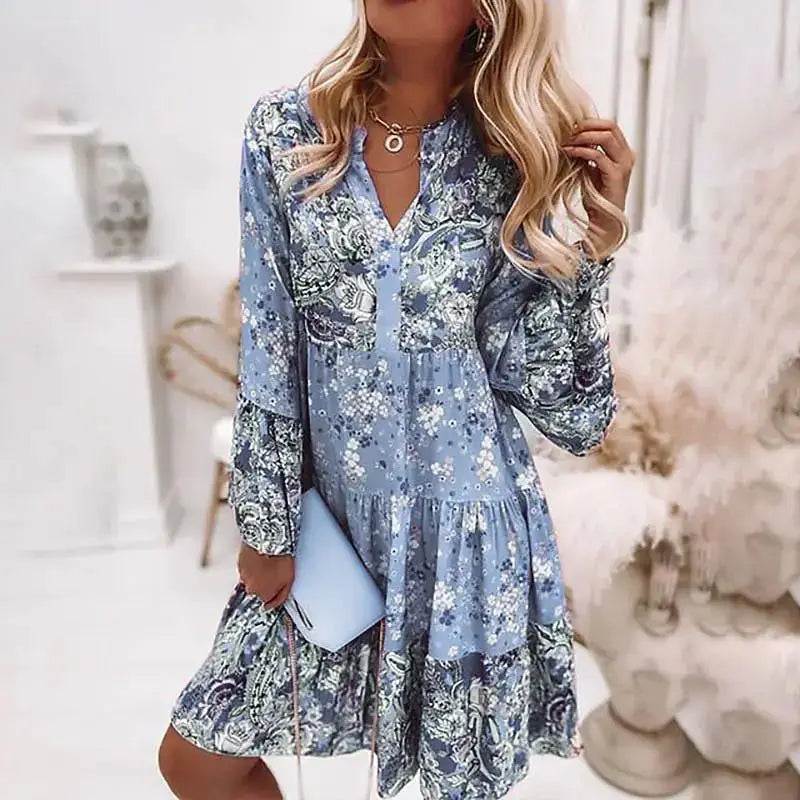 Boho Floral Tiered Tunic Dress