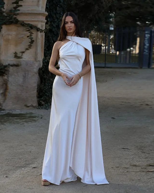 Olive Green Halter Cape Maxi Dress