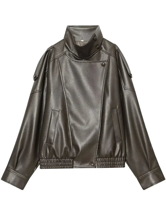 Urban Chic Cropped Faux Leather Bomber