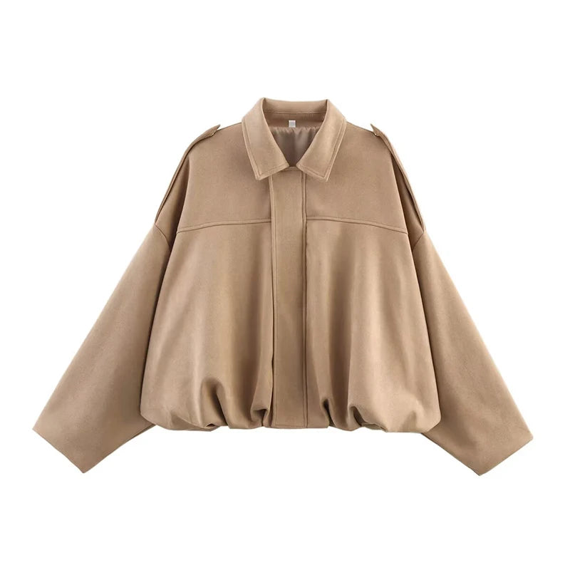 Oversized Suede Bomber Jacket