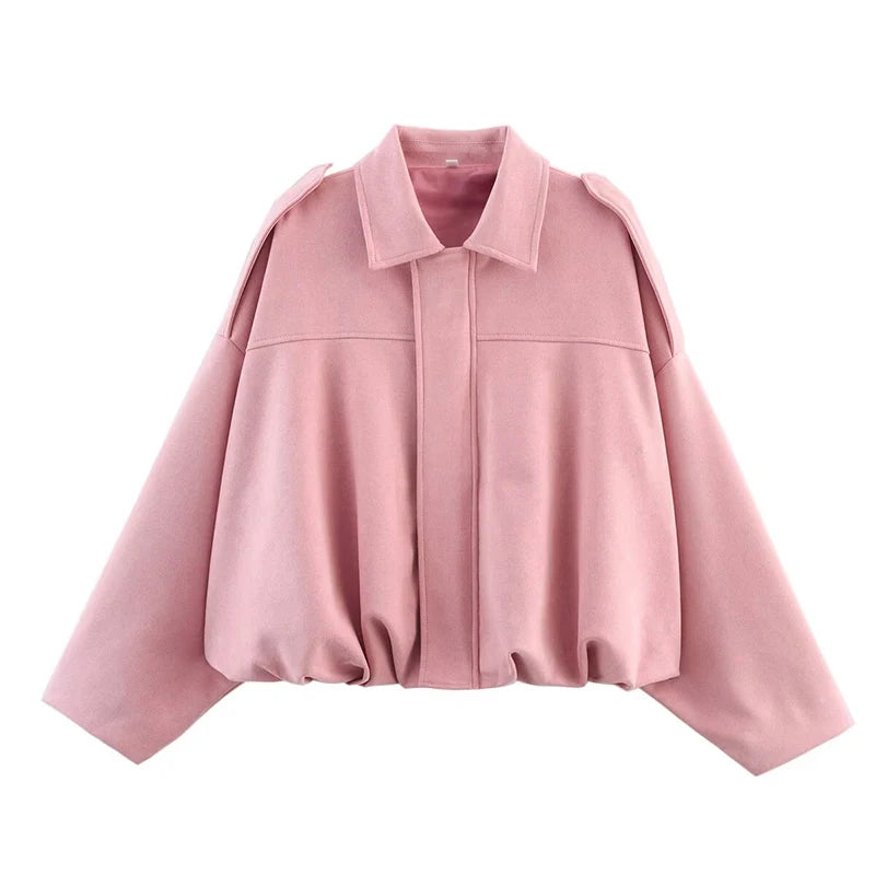 Oversized Suede Bomber Jacket