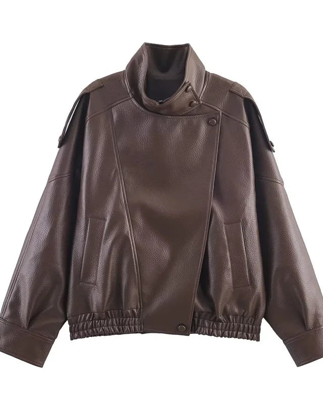 Urban Chic Cropped Faux Leather Bomber