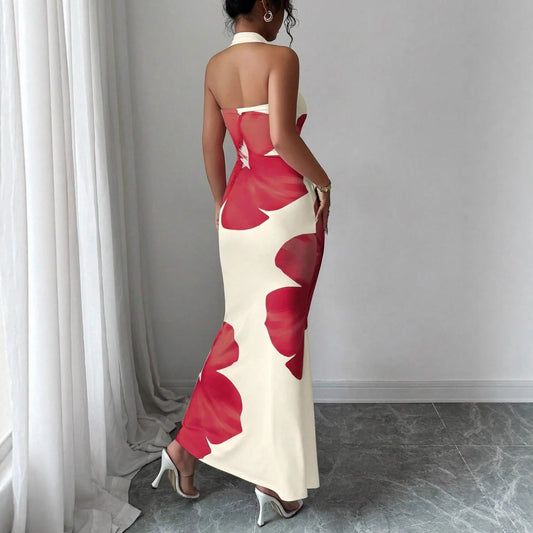 Bold Floral Halter Maxi Dress