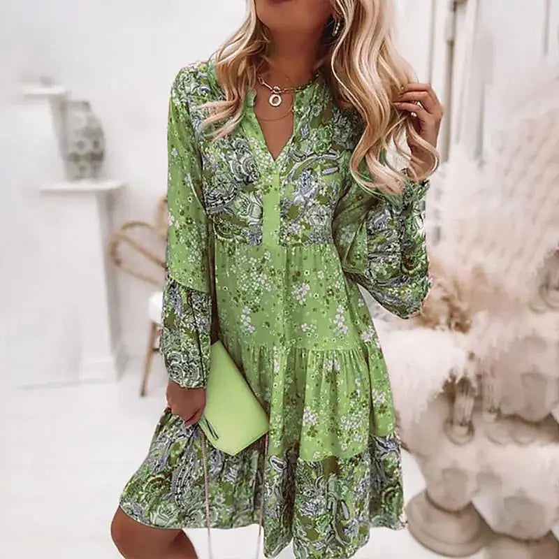 Boho Floral Tiered Tunic Dress