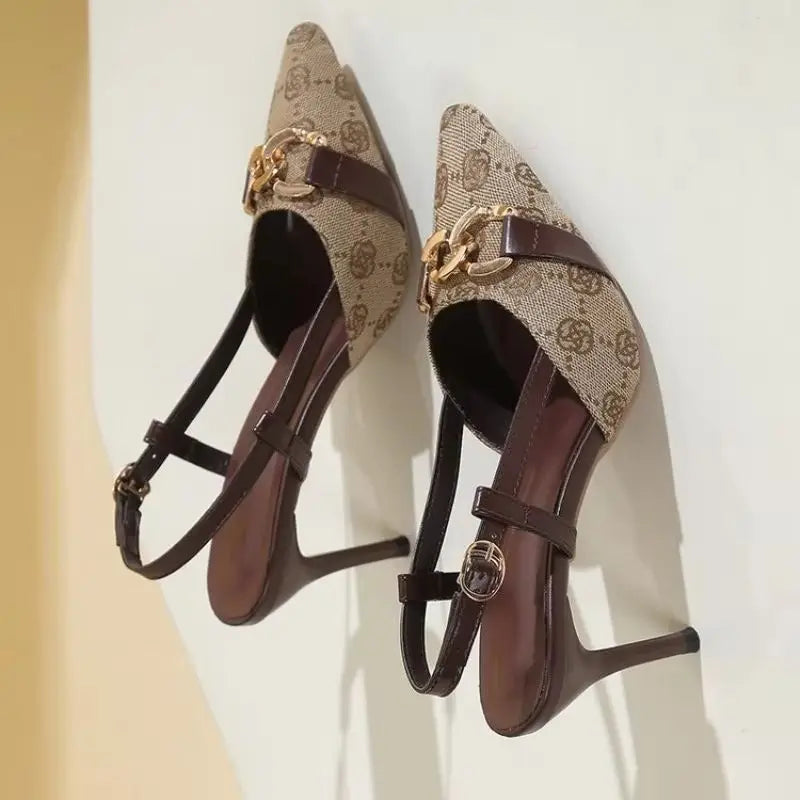 Luxury Monogram Slingback Kitten Heals