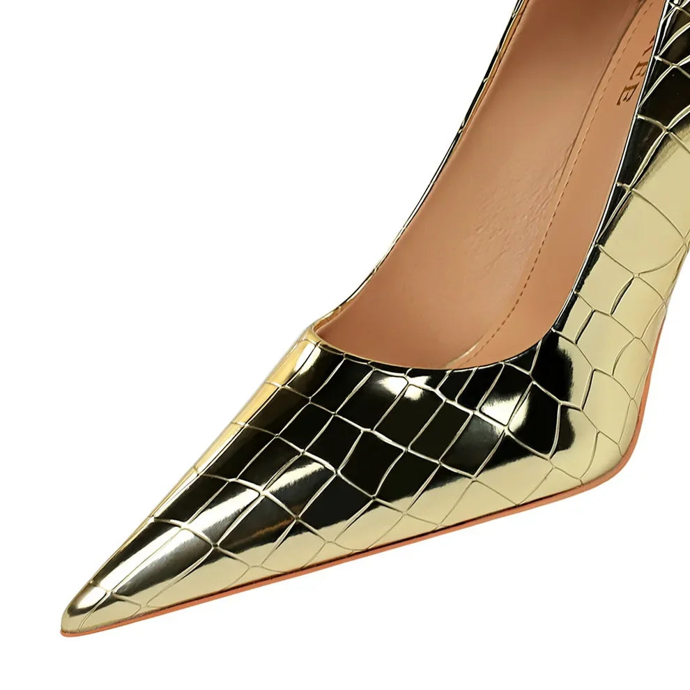 Luxury Croc-Embossed Stiletto Heels