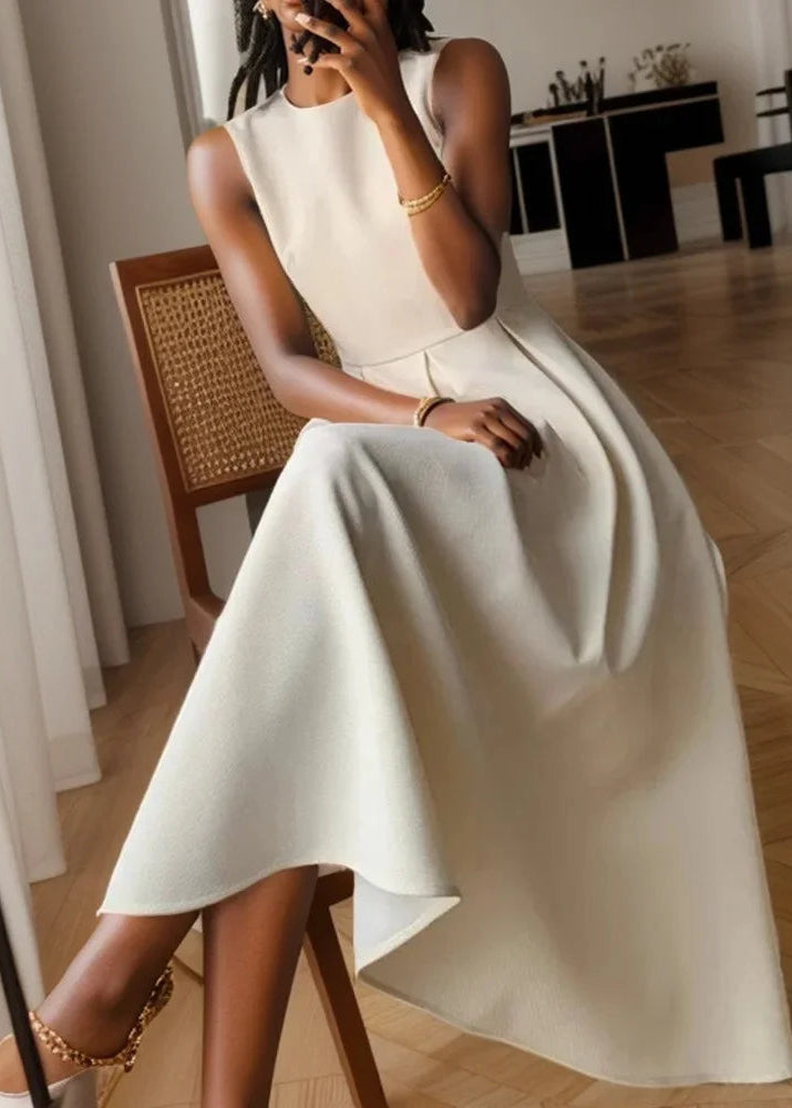 Elegant Pleated Midi A-Line Dress