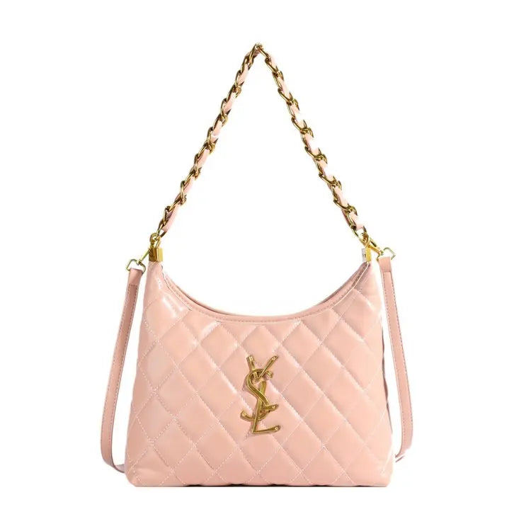 Quilted Hobo Bag with Gold Chain