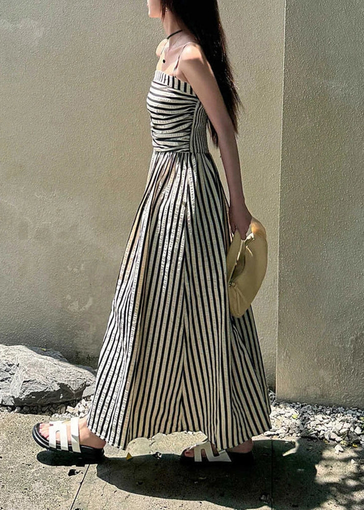 Riviera Striped Maxi Dress – Nautical Camisole Sundress with Ruffle Hem