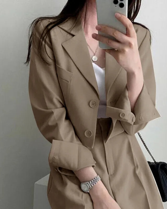 Chic Cropped Blazer & High-Waisted Trouser Set