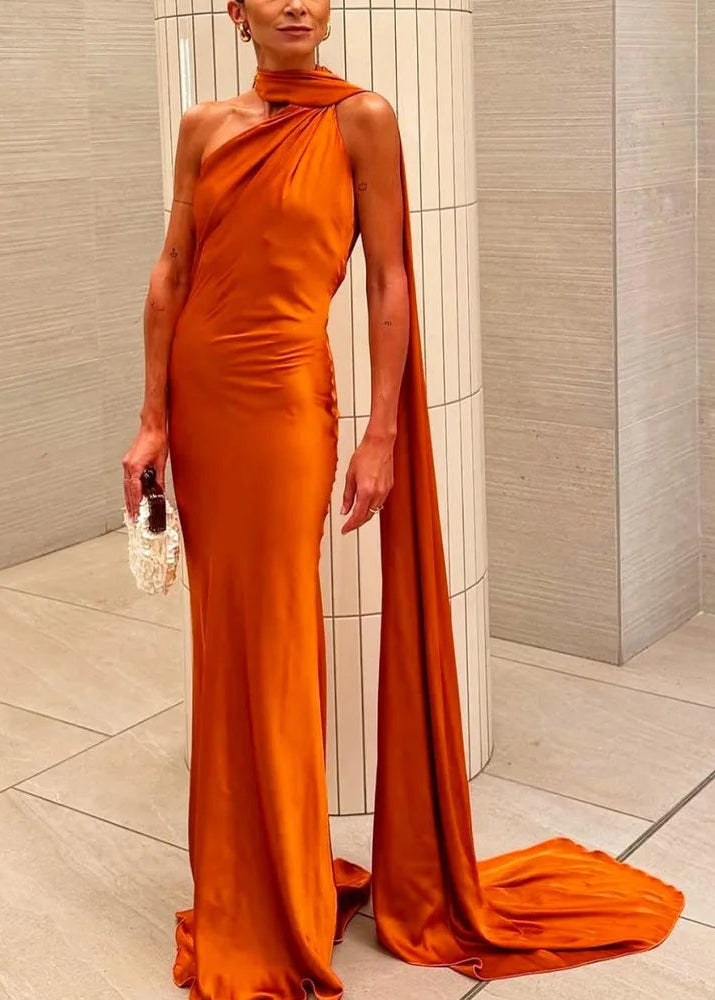 Elegant One-Shoulder Draped Gown