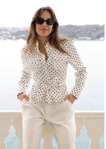 Polka Dot Belted Safari Jacket