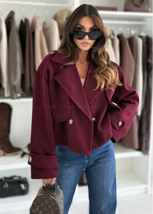 Cropped Wool-Blend Pea Coat