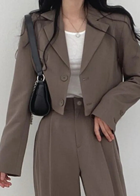 Chic Cropped Blazer & High-Waisted Trouser Set