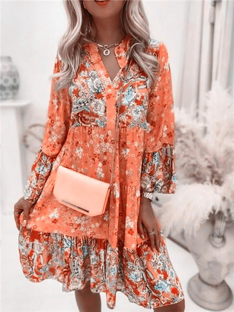 Boho Floral Tiered Tunic Dress